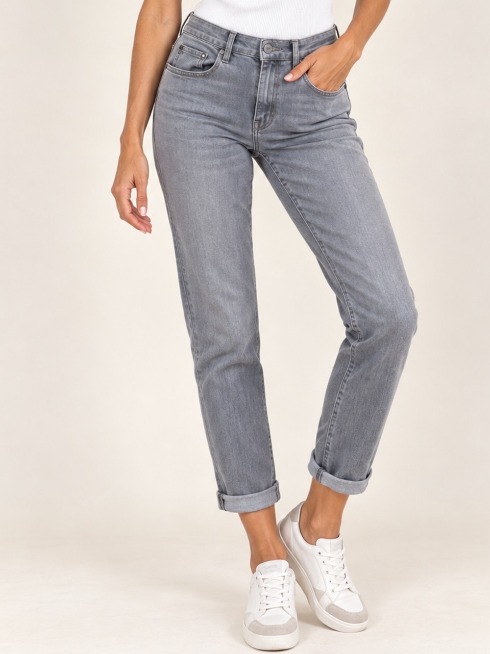 Vince Mason Relaxed Rolled Jeans Grey Wash Denim Size 30